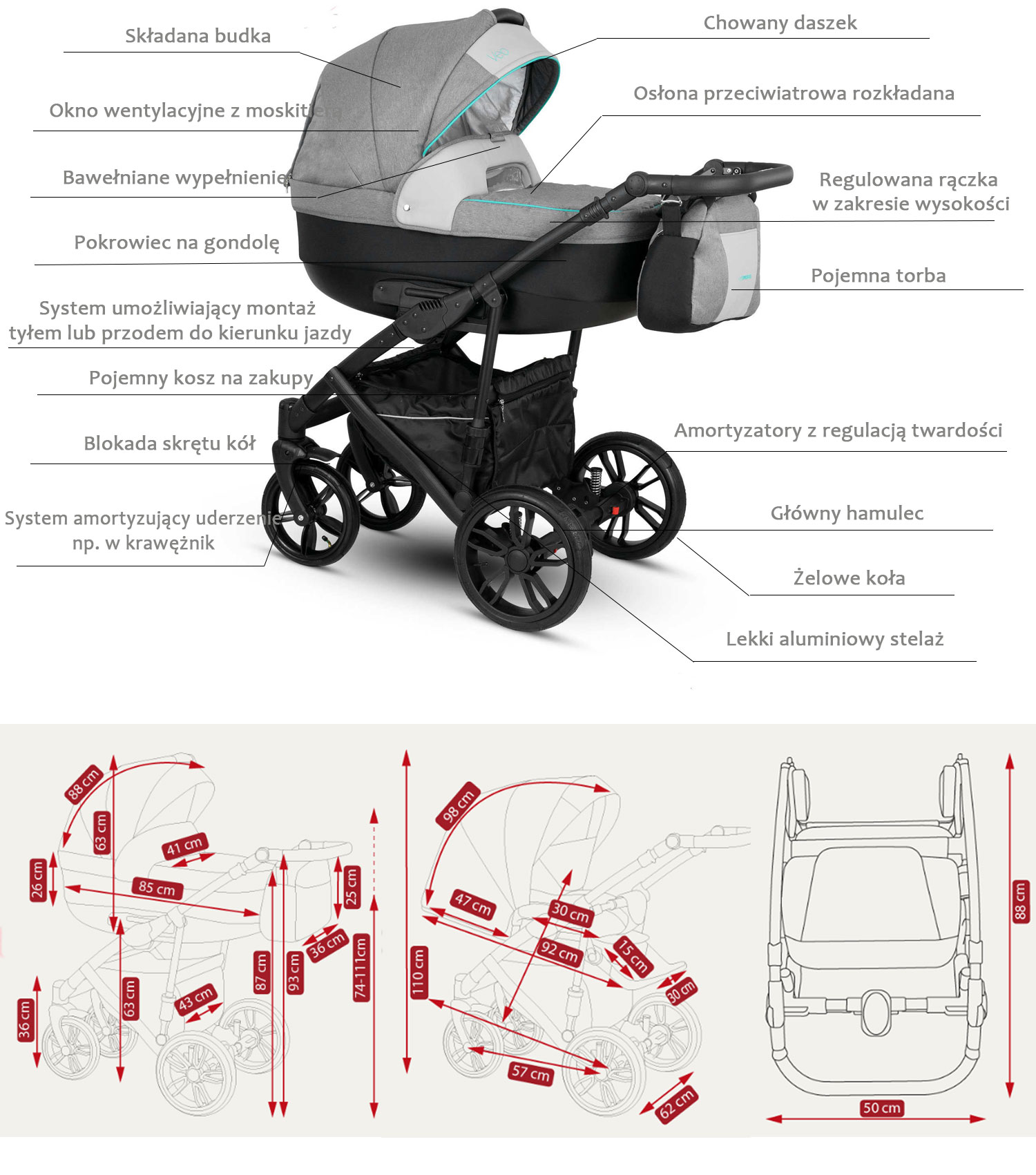 Camarelo Zeo Wózek Głęboko Spacerowy 2w1 Kolor 13 | Dadi-shop